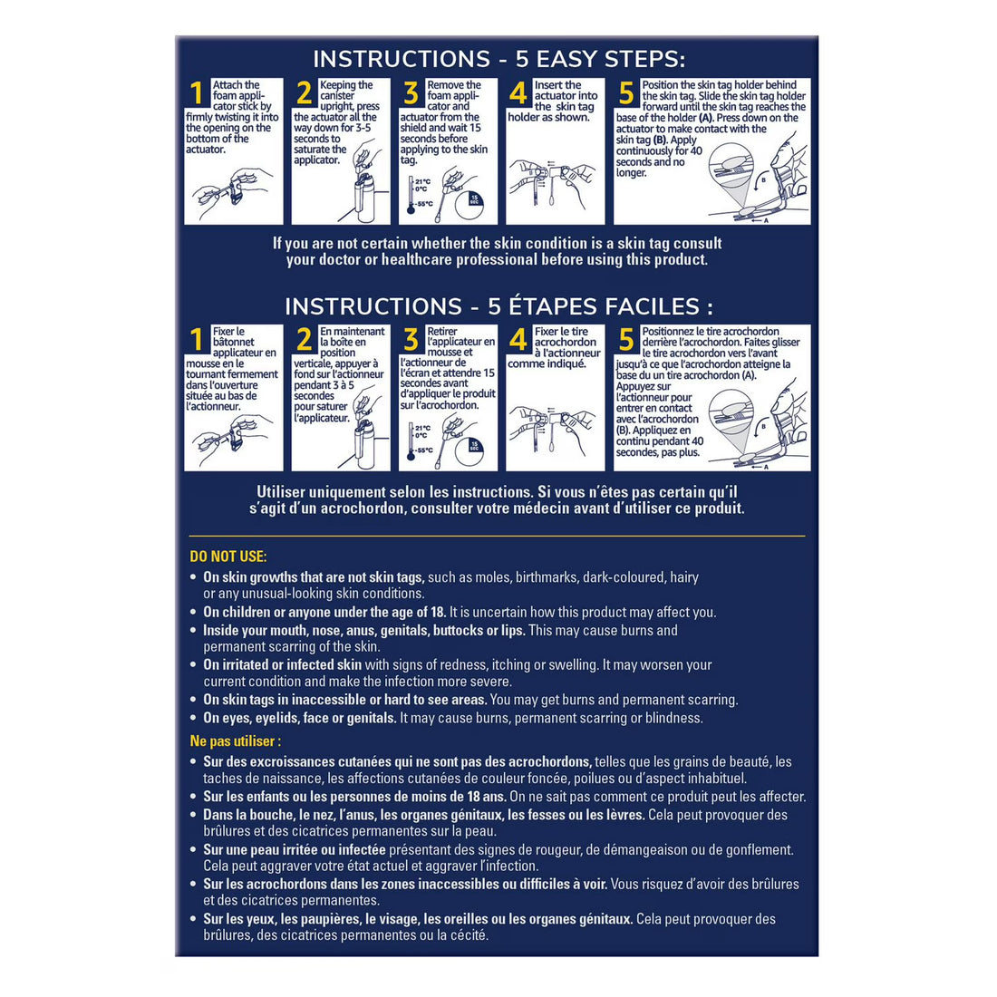Product usage instructions with step-by-step guide on a blue background - okotoks hc pharmacy