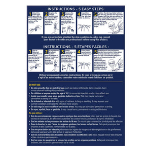 Product usage instructions with step-by-step guide on a blue background - okotoks hc pharmacy