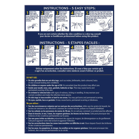 Product usage instructions with step-by-step guide on a blue background - okotoks hc pharmacy