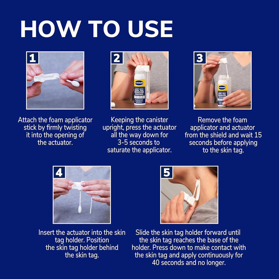 Instructions on how to use a skin tag removal product with step-by-step images and text. - okotoks hc pharmacy