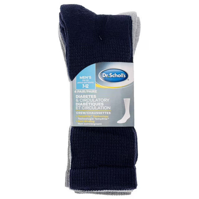 Pack of Dr. Scholl's diabetic and circulatory socks on a white background - okotoks hc pharmacy