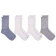 Set of four pairs of socks in gray, white, and blue on a white background - okotoks hc pharmacy