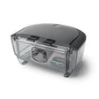 Clear plastic container with black lid on a white background - okotoks hc pharmacy