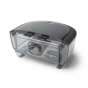 Clear plastic container with black lid on a white background - okotoks hc pharmacy
