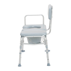 White commode chair with adjustable legs on a white background - okotoks hc pharmacy