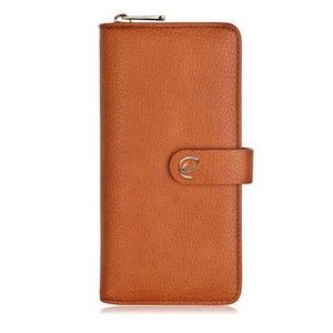 Brown leather wallet on a white background - okotoks hc pharmacy