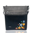 Black crossbody bag with floral and bird design on a white background - okotoks hc pharmacy