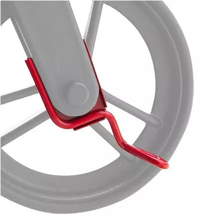 Close-up of a bicycle wheel with a red chain guard on a white background - okotoks hc pharmacy