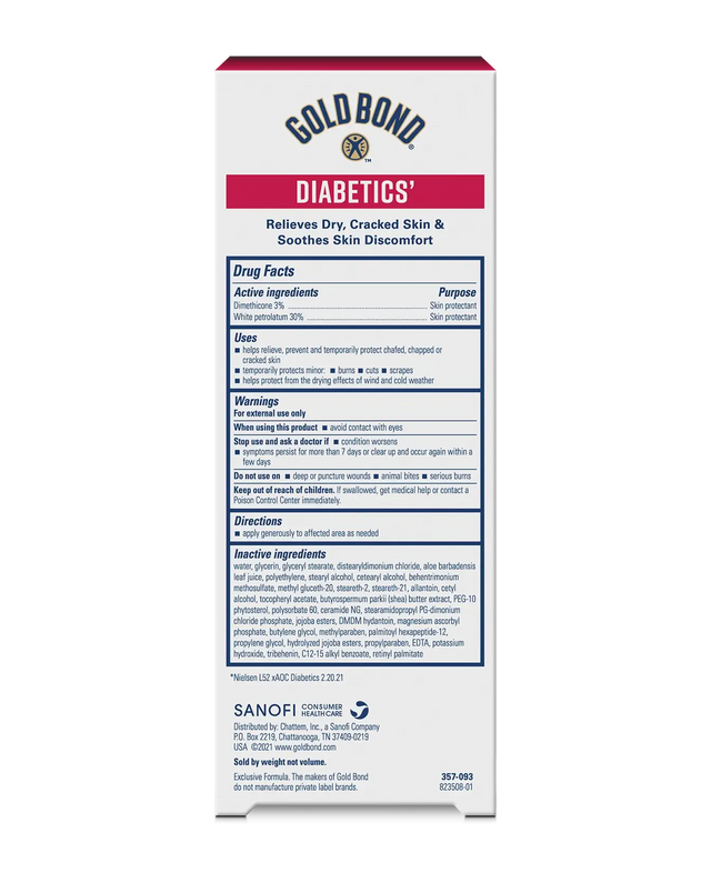 Gold Bond Diabetics skin care product packaging on a white background - okotoks hc pharmacy