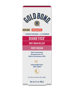 Gold Bond Diabetics' Dry Skin Relief Foot Cream packaging on a white background - okotoks hc pharmacy