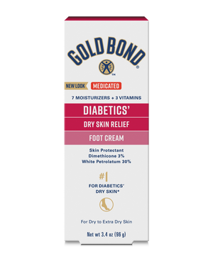 Gold Bond Diabetics' Dry Skin Relief Foot Cream packaging on a white background - okotoks hc pharmacy