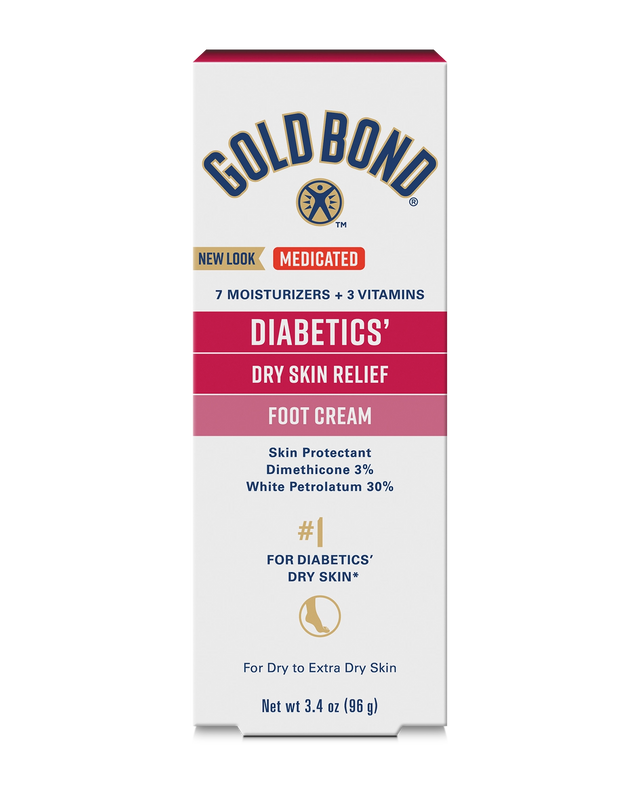 Gold Bond Diabetics' Dry Skin Relief Foot Cream packaging on a white background - okotoks hc pharmacy