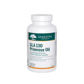 Genestra Brands GLA 130 Primrose Oil supplement bottle on a white background - okotoks hc pharmacy