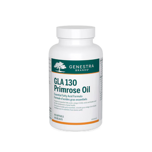 Genestra Brands GLA 130 Primrose Oil supplement bottle on a white background - okotoks hc pharmacy