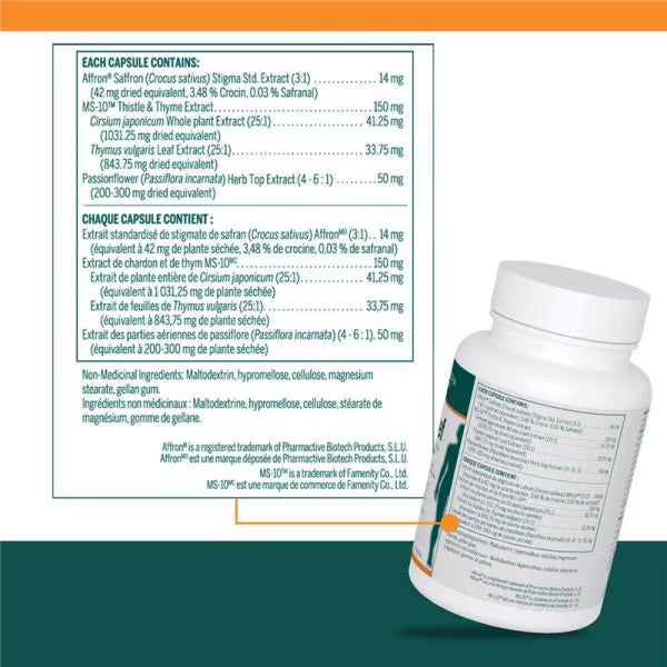 Supplement bottle with label and nutritional information on a white background - okotoks hc pharmacy