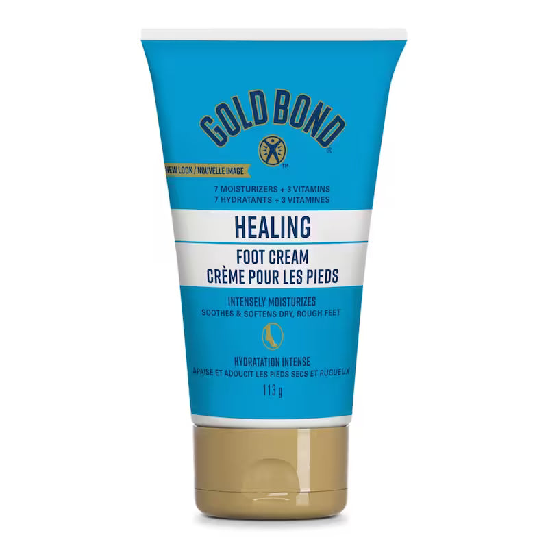 Gold Bond Healing Foot Cream tube on a white background - okotoks hc pharmacy