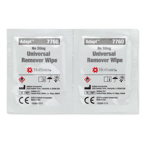 Two packages of Hollister Adapt 7760 Universal Remover Wipes on a white background - okotoks hc pharmacy