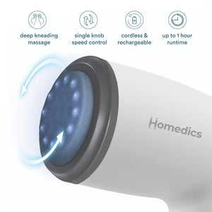 Homedics massage device with features listed on a white background - okotoks hc pharmacy
