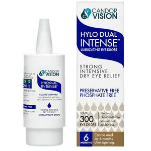 Candor Vision Hylo Dual Intense eye drop bottle and packaging on a white background - okotoks hc pharmacy