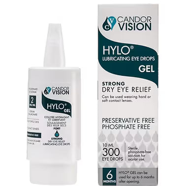 Candor Vision Hylo Gel packaging and bottle on a white background - okotoks hc pharmacy