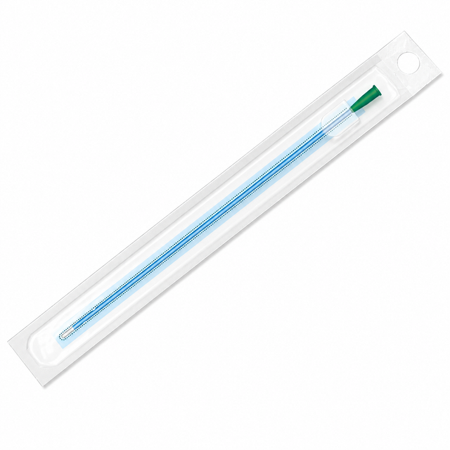 A single-use sterile dressing applicator with a blue plastic handle and a green tip, sealed in a clear plastic package with a white header card. - okotoks hc pharmacy