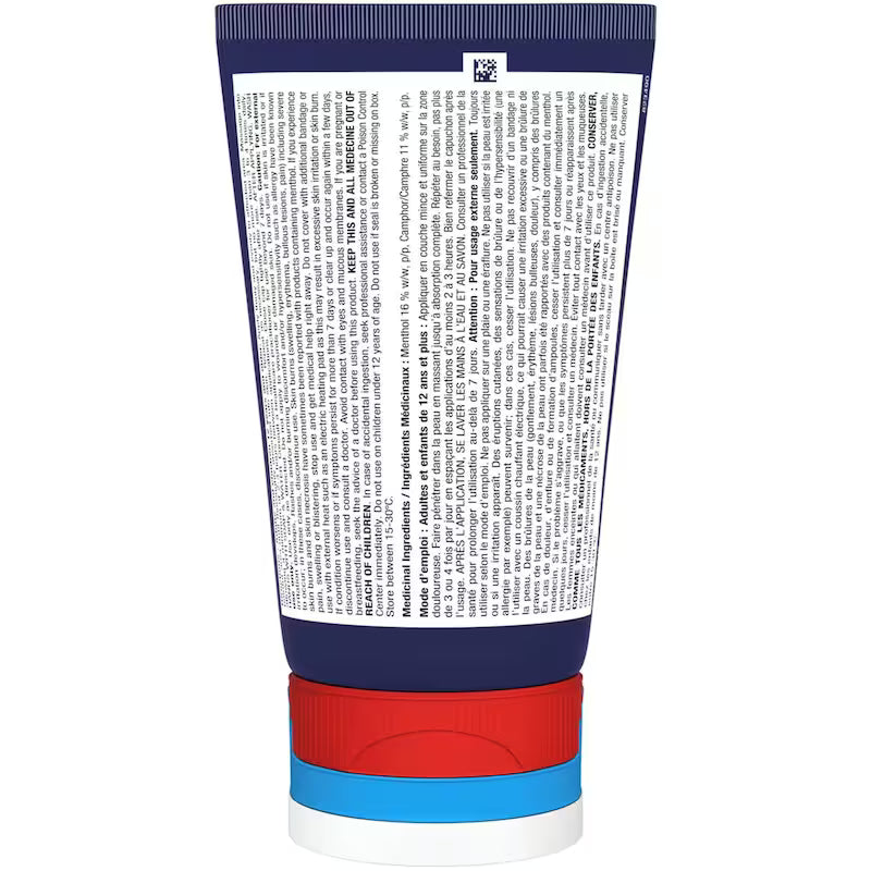 Tube of cream with blue, red, and white design on a white background - okotoks hc pharmacy