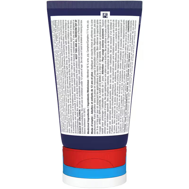 Tube of cream with blue, red, and white design on a white background - okotoks hc pharmacy