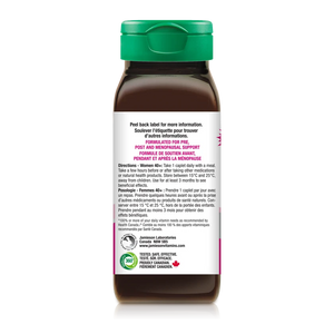 A dark amber brown bottle of Gerson Laboratories post and menstrual support capsules with a green flip-top cap, shown on a white background with a slight shadow. - okotoks hc pharmacy