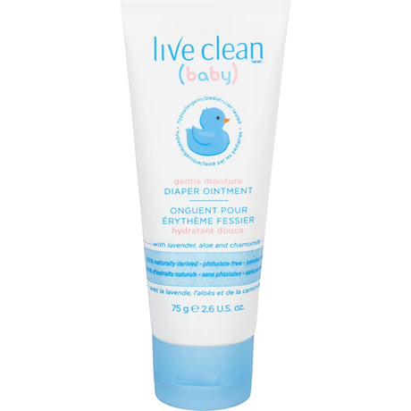 Tube of 'live clean baby' diaper ointment on a white background - okotoks hc pharmacy