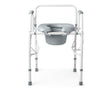 Medical commode chair with gray seat and white frame on a white background - okotoks hc pharmacy