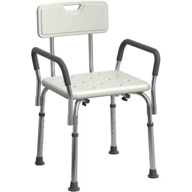 Shower chair with backrest and armrests on a white background - okotoks hc pharmacy