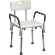Shower chair with backrest and armrests on a white background - okotoks hc pharmacy