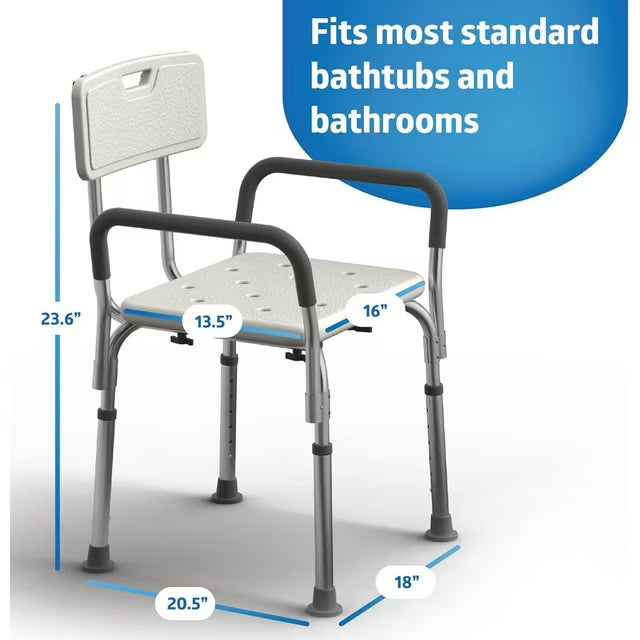Mobility chair with dimensions labeled on a white background. - okotoks hc pharmacy
