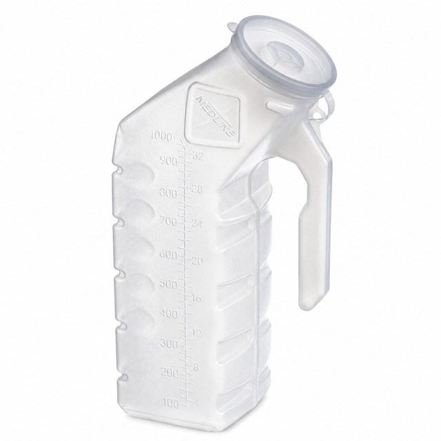Medline Single-Use Plastic Male Urinal with Lid - okotoks hc pharmacy