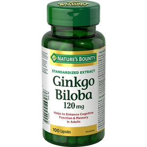 Nature's Bounty Ginkgo Biloba 120 mg supplement bottle on a white background - okotoks hc pharmacy