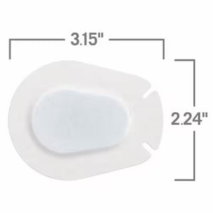 White plastic component with dimensions labeled on a white background - okotoks hc pharmacy