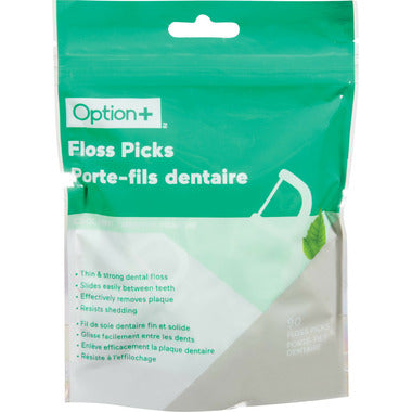 Option+ Cool Mint Floss Picks - okotoks hc pharmacy