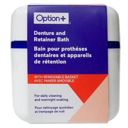 Option+ Denture & Retainer Bath With Removable Basket - okotoks hc pharmacy