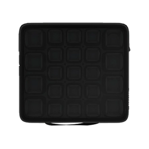 Black square seat cushion with grid pattern on a white background - okotoks hc pharmacy