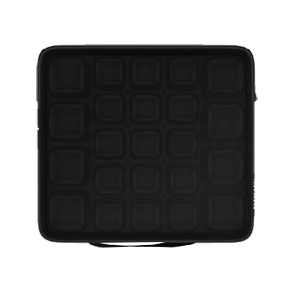 Black square seat cushion with grid pattern on a white background - okotoks hc pharmacy