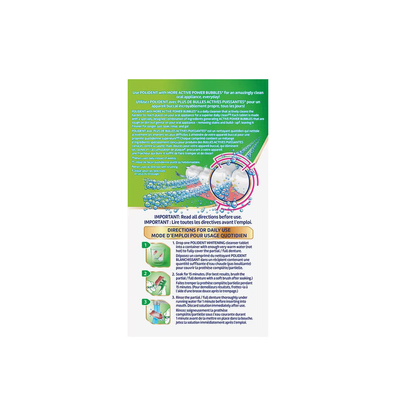 Polident Whitening Mint Fresh Daily Antibacterial Denture Cleanser - okotoks hc pharmacy