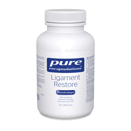 White bottle of pure encapsulations Ligament Restore on a white background - okotoks hc pharmacy