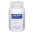 White supplement bottle labeled 'Liver-G.I. Detox' by pure encapsulations on a white background - Okotoks HC Pharmacy