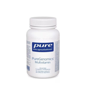 White bottle of Pure Encapsulations PureGenomics Multivitamin on a white background. - okotoks hc pharmacy