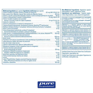 Nutritional supplement label with 'pure encapsulations' branding on a blue background - okotoks hc pharmacy