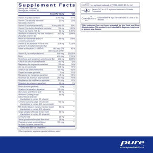 Supplement facts label from pure encapsulations with detailed nutritional information. - Okotoks HC Pharmacy