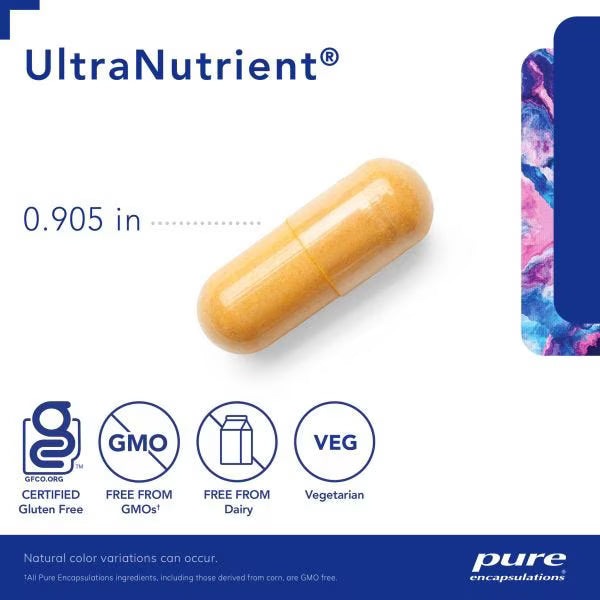 Capsule with UltraNutrient branding and product details on a white background - Okotoks HC Pharmacy