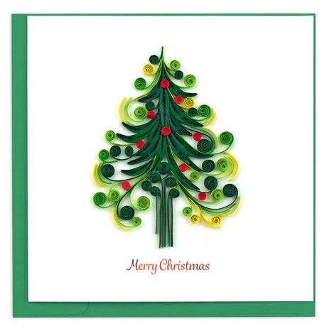 Quilled Christmas tree design on a white background with 'Merry Christmas' text. - okotoks hc pharmacy
