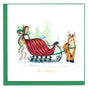 Christmas card with Santa in sleigh pulled by reindeer, surrounded by trees and a bow. - okotoks hc pharmacy