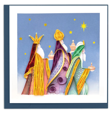 Illustration of three wise men with colorful robes and crowns against a blue sky with stars. - okotoks hc pharmacy